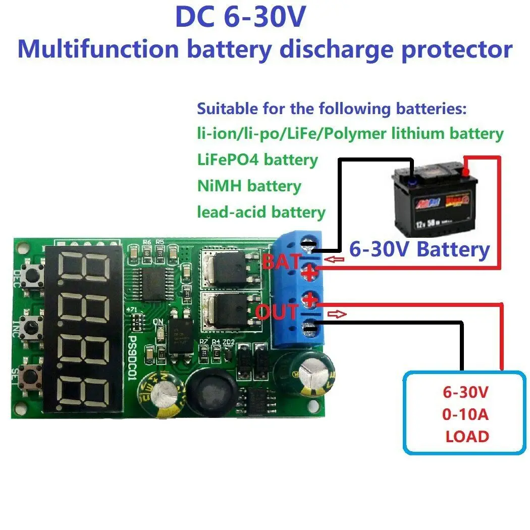 DC 6-30V 15a Batterie entladung schutz modul Mehrzweck-Batterie entladung schutz Blei-Säure-Lithium-Batterie modul platine