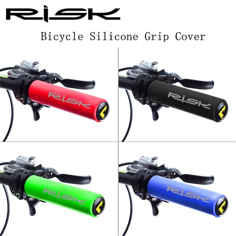 RISK-Puños de goma con topes de aluminio para bicicleta, guantes de Manillar de bicicleta de montaña suave de silicona, amortiguadora de deslizamiento, parte absorbente, , 1 par