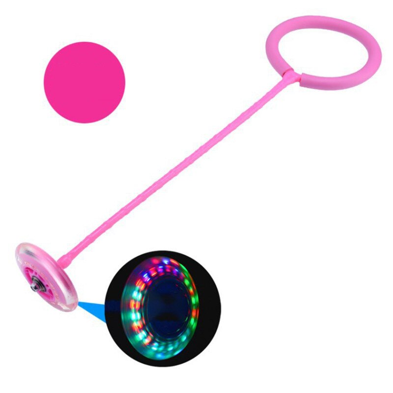 Pelota de salto con cuerda y luz LED intermitente para niños, Juguete deportivo para el aire libre, entrenamiento de reacción: Pink