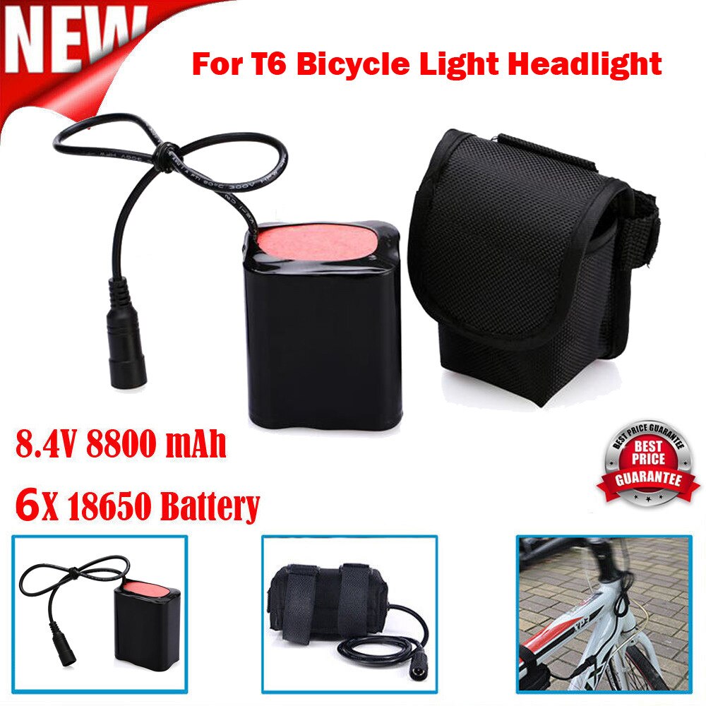8.4v Rechargeable 8800mah 6x18650 Battery Pack For T6 Bicycle Light Headlight Bicycle Tool Riding Accessories #j4s