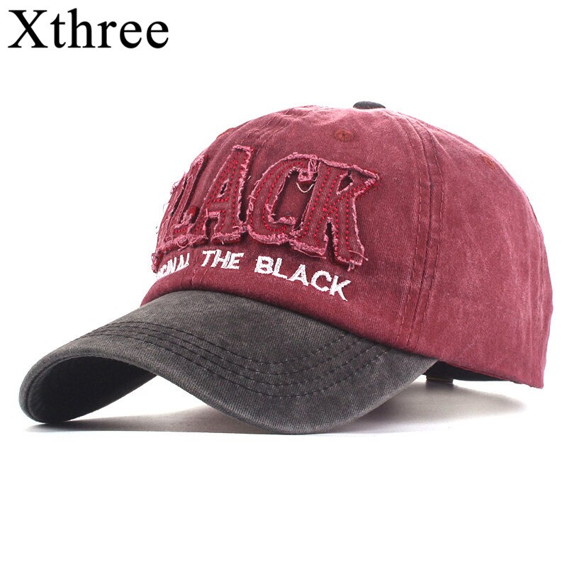 Xthree Baseball Cap Gewassen Katoen Voorzien Cap Brief Zwart Borduren Snapback Vader Hoed Voor Mannen Bone Gorra Casual Casquette cap: red 2
