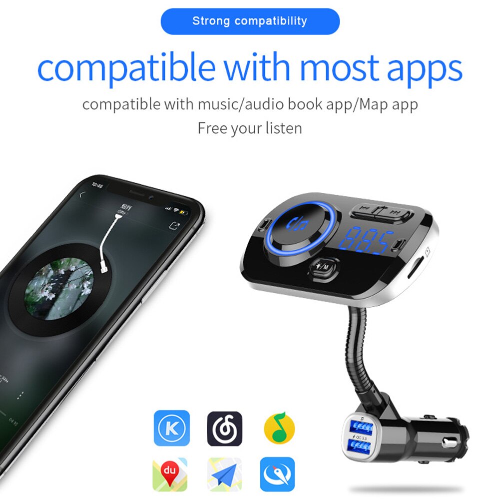 BC49AQ FM Transmitter Car Bluetooth MP3 Player QC Fast Car Charging Radio Player Easily Installation Personal Car Element