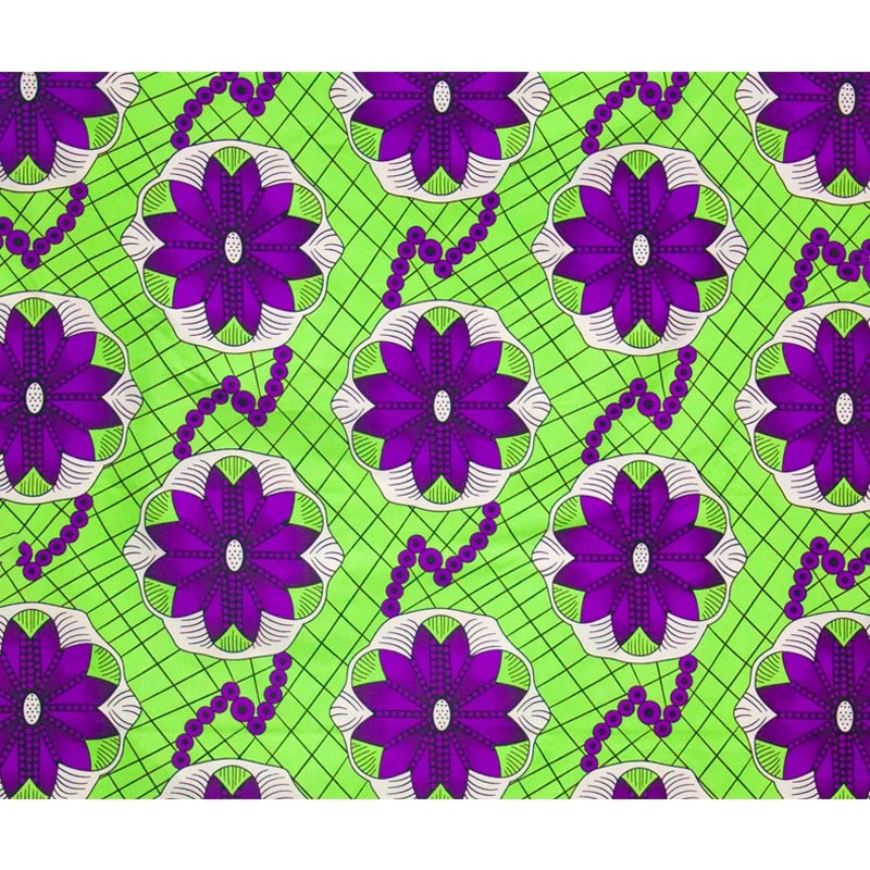 Pagne africain en cire de Polyester de , tissu imprimé coloré Ankara vert pour femmes