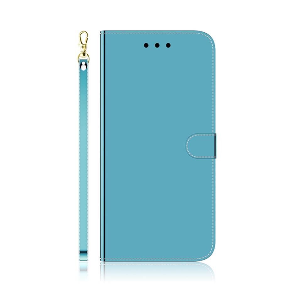 Glad oppervlak spiegel flip leren hoesje voor nokia 2.3 telefoonhoesje voor nokia 2.3 cover luxe flip portemonnee hoesje: Blauw