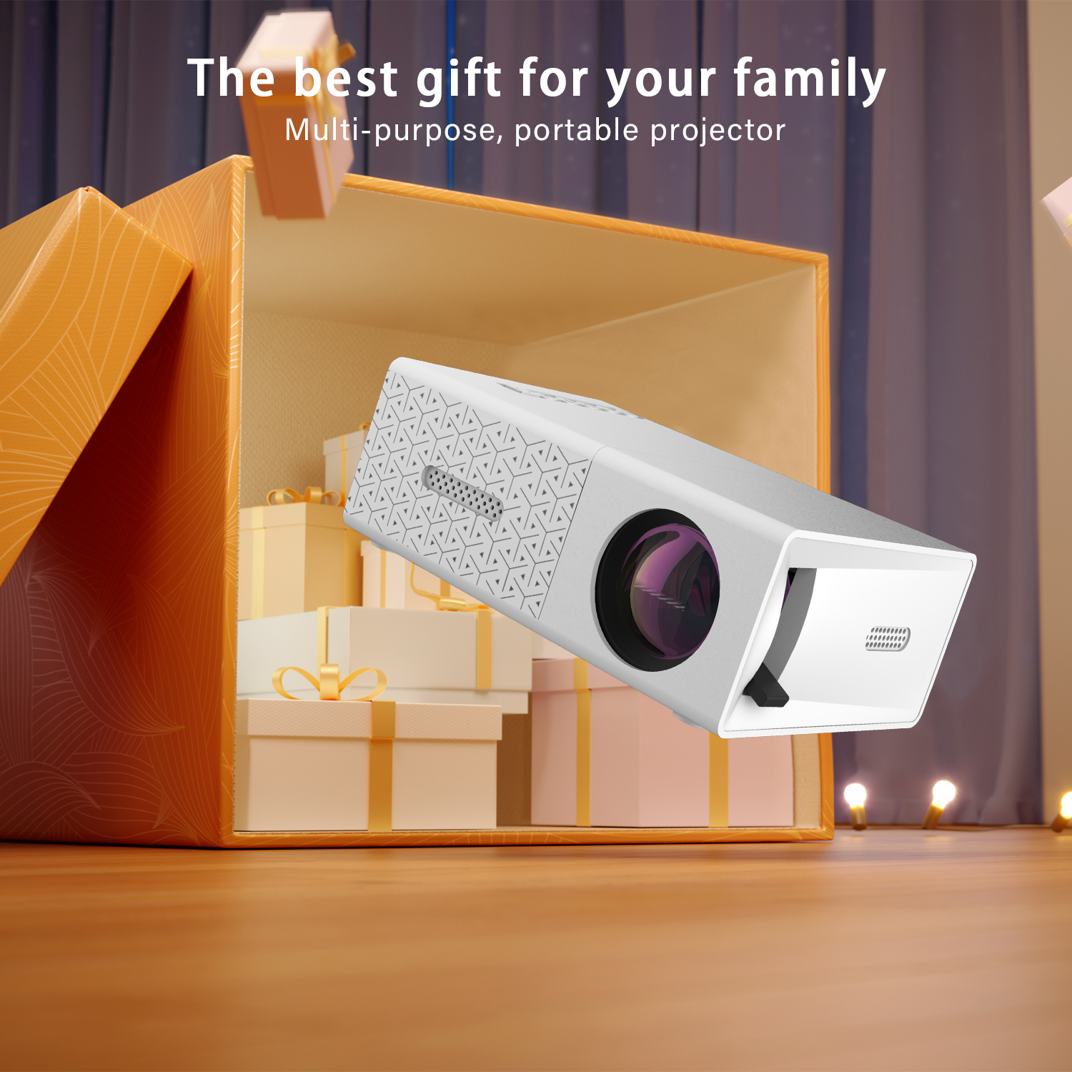 Mini projetor HD, interface USB HDMI portátil, vídeo de filmes ao ar livre compacto DLP LED Home Theater