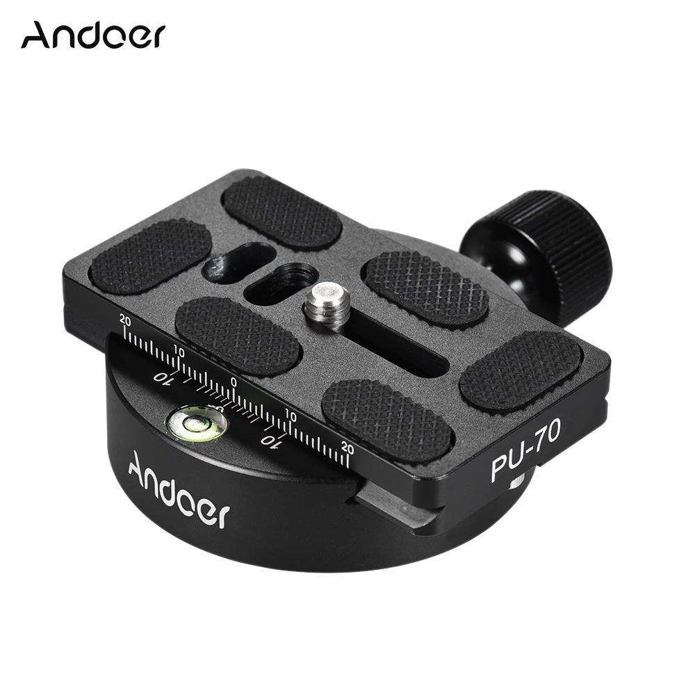 Andoer KZ-40 Aluminum Tripod Head Universal Ball Head Disc Clamp Adapter w/ PU-70 Quick Release Plate Compatible for Arca Swiss