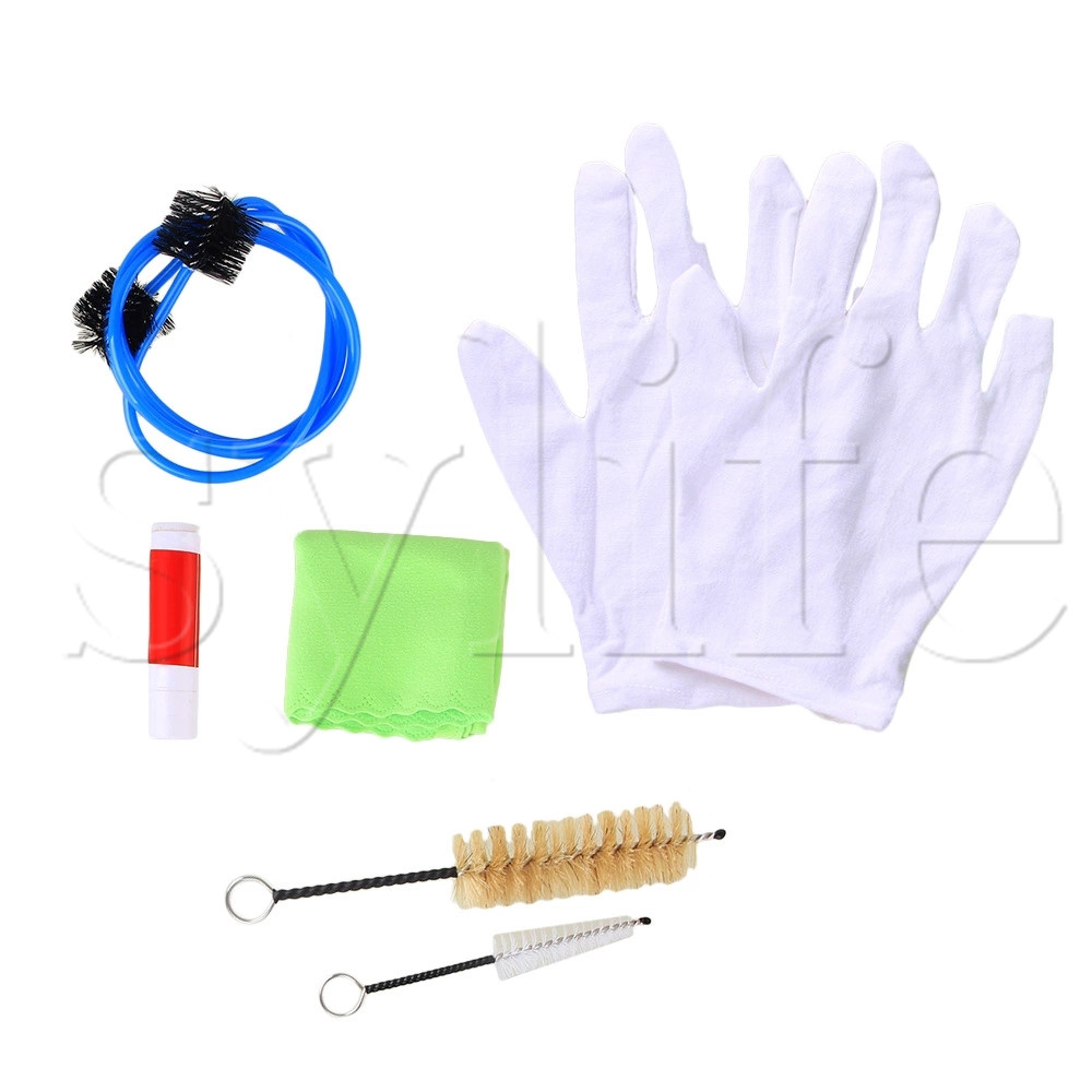 6 X Saxofoon Trompet Schoonmaken Onderhoud Kit Kurk Vet Borstel Doek