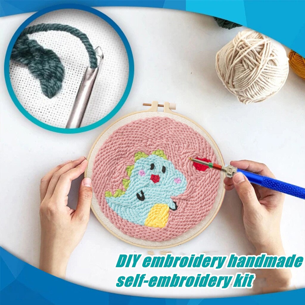 DIY Poke Embroidery Handmade Self-embroidery Kit Set Wool Embroidery CD