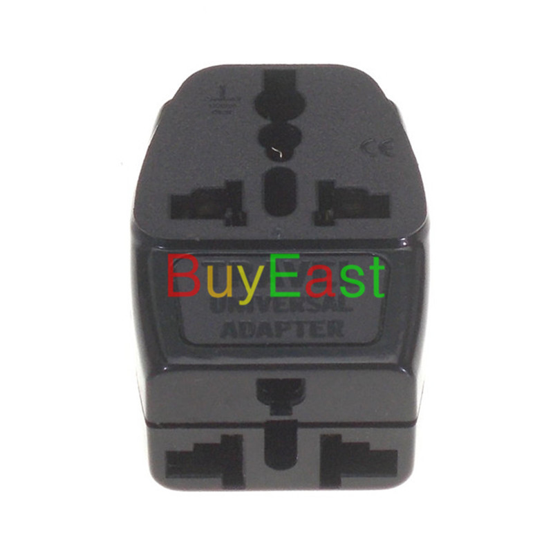 Adaptador de 3 vías para viajes de Rusia, Francia, Corea, Alemania e Israel Schuko, convertidor AU/UK/US/EU .... enchufe del mundo en Color negro