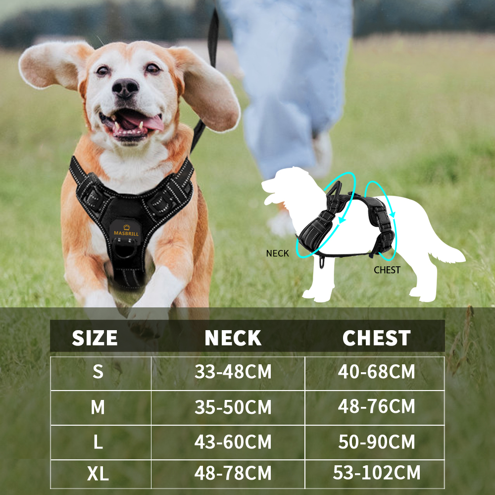 MASBRILL Hund nutzbar machen Keine ziehen Atmungs Reflektierende Haustier nutzbar machen Weste Für Kleine Große Hund Laufen draussen Hunde Ausbildung Zubehör