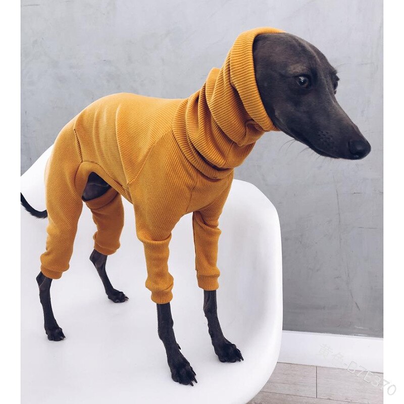 Whippet Italian Greyhound Clothes Lightweight Dog Jumpsuit for Medium Large Big Dogs Turtleneck Pet Pajamas Onesies for Shepherd: XXL / Yellow