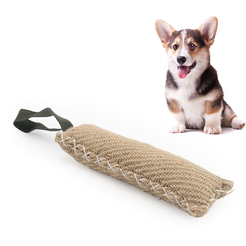 Durable Small Dog Training Bite Tug Toy Beige Chew Dog Interactive Pet Toy German Shepherd Training Dog Toy