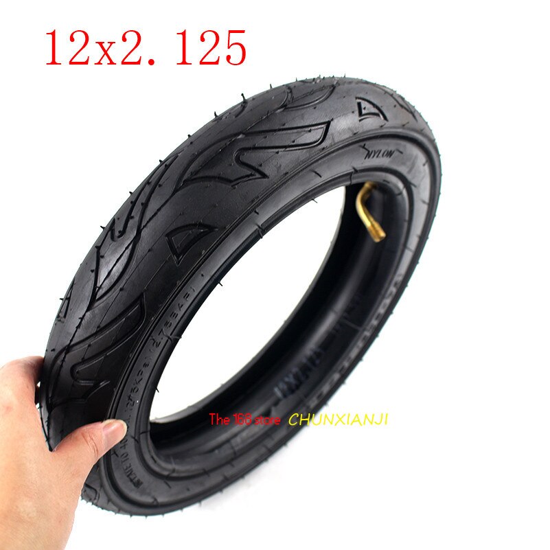 Juego de neumáticos de para cochecito de bicicleta, ruedas de scooter eléctrico urbano de 12x2.125, tubo interior de 12x2.125