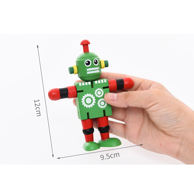 Wooden Robot Toy Joint Moving Deformation Robot Toy for Kids Home Decoration FO