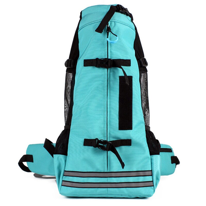 Mochila para mascotas transpirable, bolsa de transporte perro para perros grandes, mochila con Bulldog ajustable, bolsas de viaje E2S: Azul / L