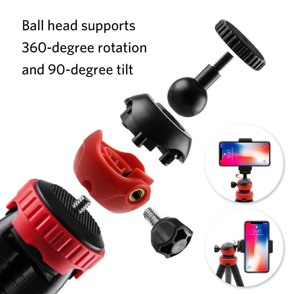 Flexibelt stativ för kameror och mobiltelefoner, med fjärrkontroll för smartphone, kompatibel med iphone, android-telefoner, dslr och ot