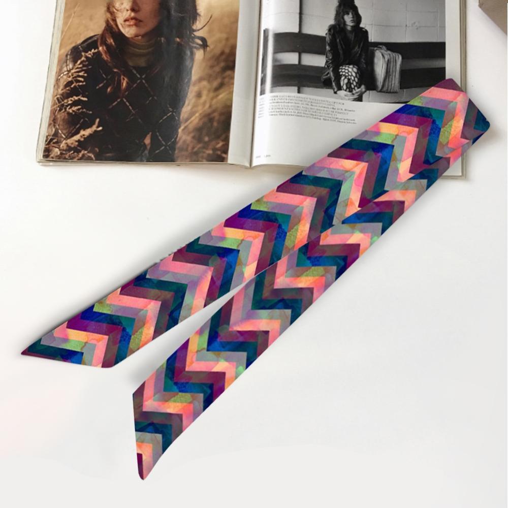 95cm*5cm Women Small Silk Long Scarf Irregular Printed Twill Skinny Scarves Hand Bag Ribbons Cloth Accessories: C