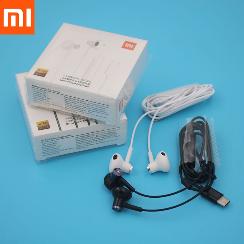 Xiaomi Hybrid DC Earphone Type-C Plug Half In-Ear USB Wired Control with Microphone BRE01JY Mi Dual Driver Earphone