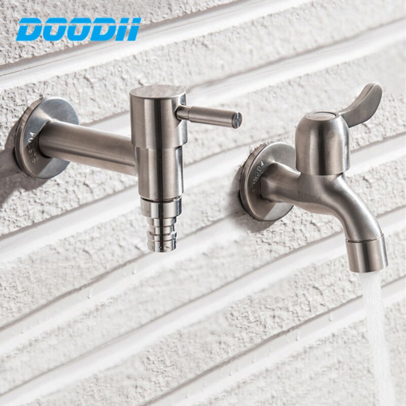 DODI 304 Stainless Steel Garden Faucet Wall Mounted Brushed Outdoor Bibcock Garden Wash Basin Mop Lengthen Faucet Mop Pool Taps