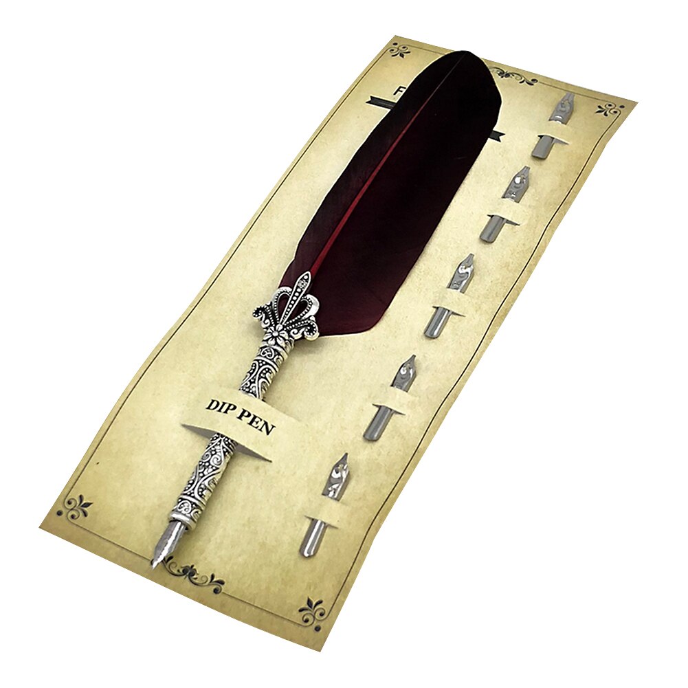 Vintage Calligraphy Feather Dip Pen Pen Handle 2 Nib Writing Ink Set Quill Fountain Pen Writing Set Birthday/Xmas: 13