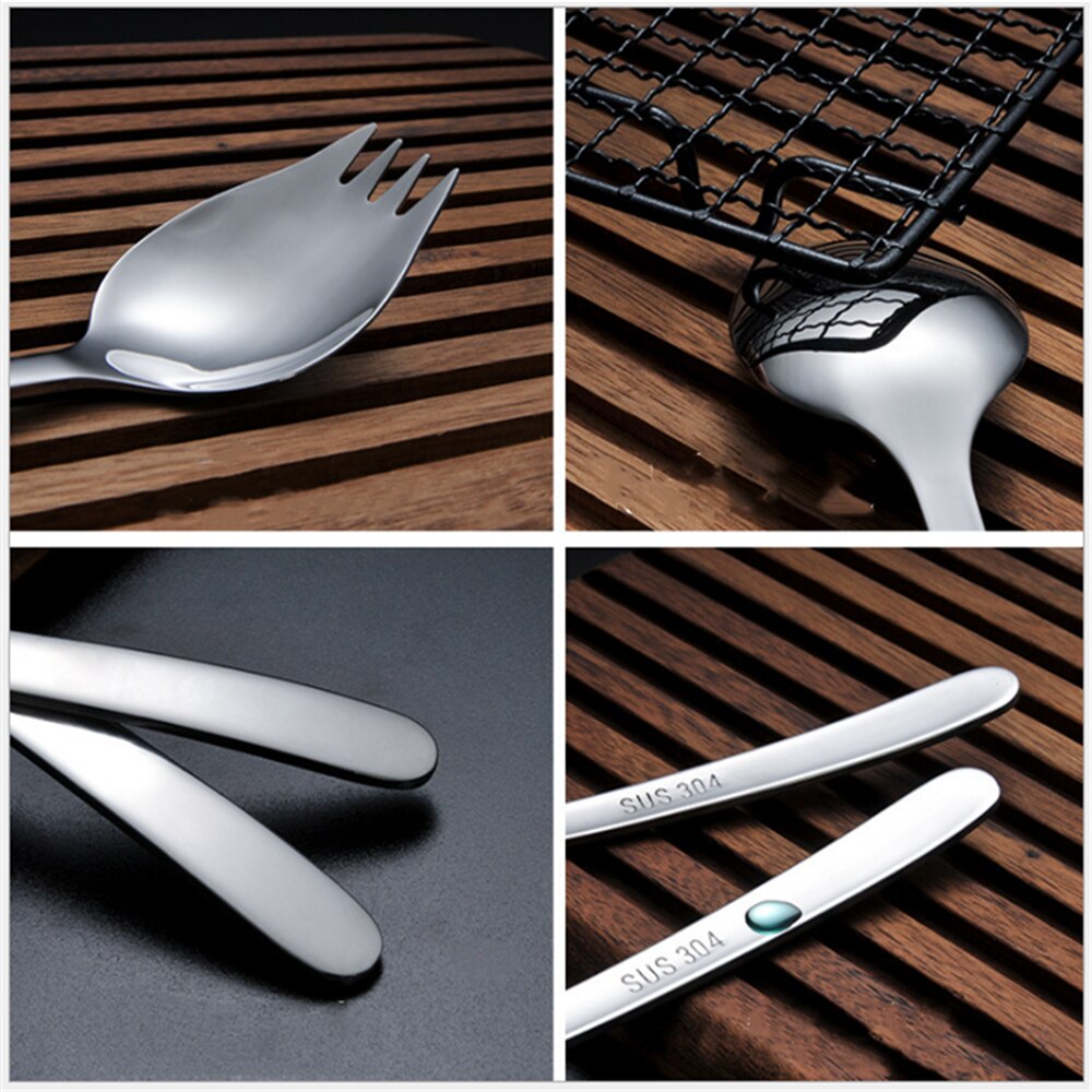 Fork Spoon Household Fork Spoon Integrated Spoon for Fruits Salad Integrated Spoon Spoon Set Big Salad Serving Spoon Tablespoon