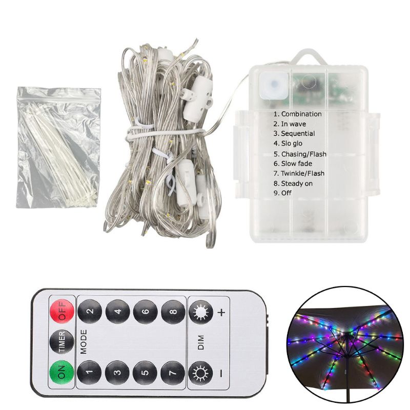 104 LED Umbrella Light Fairy String Light with 8 Mode Push Button Switch F3ME