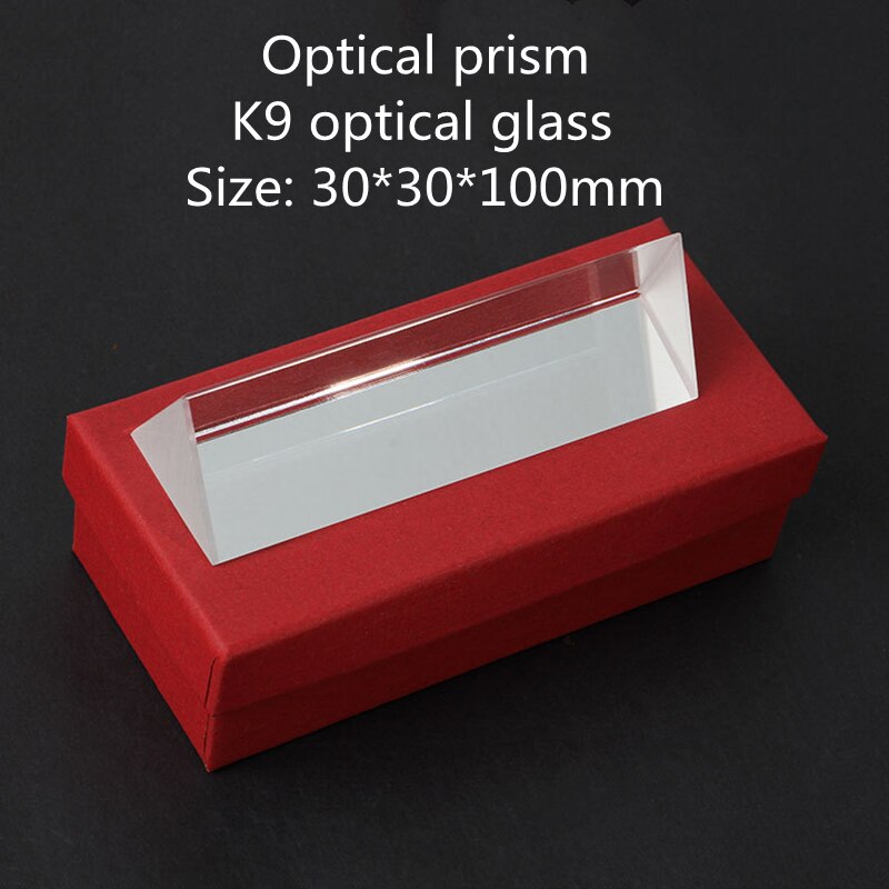 30x30x100mm Triangular Prism Physics Teaching Refraction Spectrum Rainbow K9 Optical Glass Prism Children Student