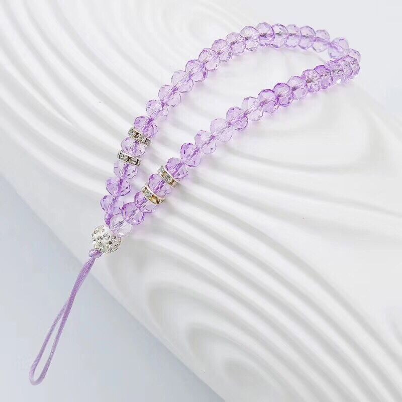 Luxury Crystal Mobile Phone Straps Lanyards For Keys Bling Diamond Hand Wrist Strap Rope Cord Holder Lanyard For Phones: Purple