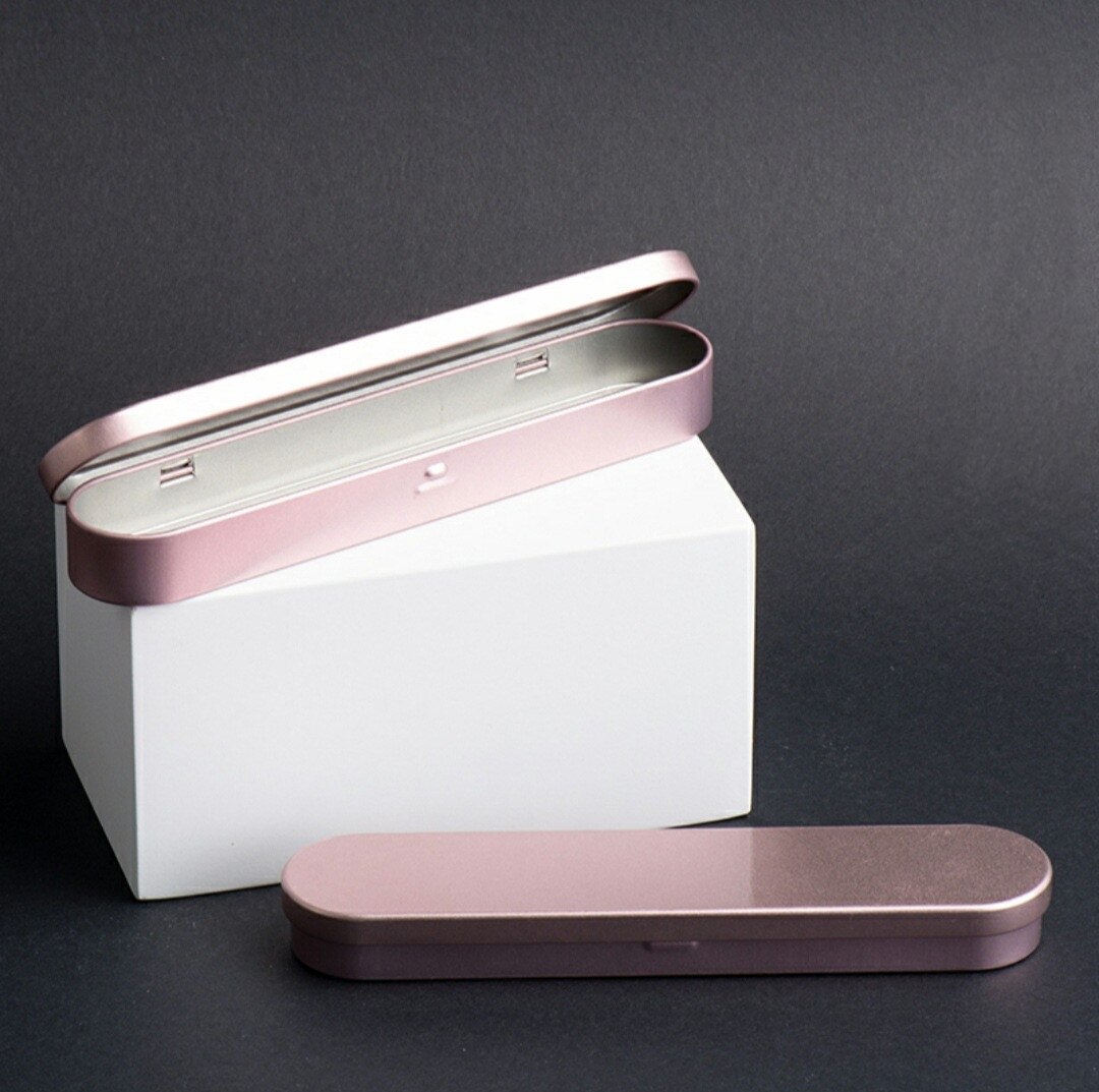 Effen Kleur Ijzer Etui Leuke Pen Case School Opbergdoos Student Pen Box Kids Potlood Tas Briefpapier Doos -Up Box: Rose gold