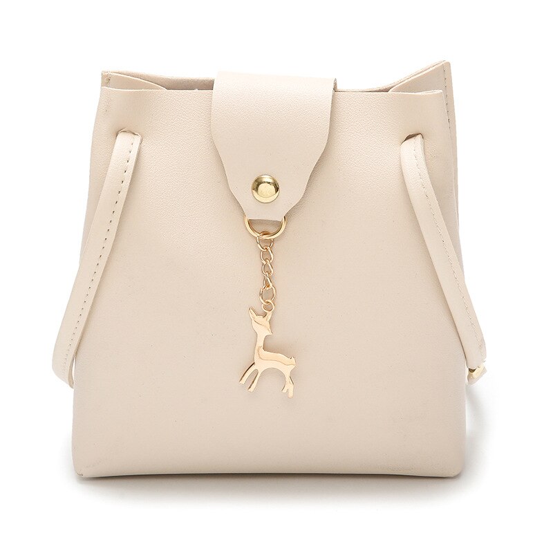 PU Leer vrouwen Crossbody Tas Herten Hanger vrouwen Schoudertassen Vrouwelijke Kleine Messenger Bag Handtas Portemonnee Pouch: Beige Shoulder bag