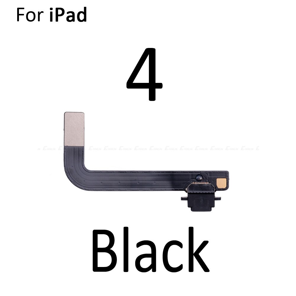 Usb Lader Connector Poort Plug Flex Kabel Voor Ipad 4 Lucht 2 3 Power Opladen Dock Port Flex Reparatie onderdelen: For iPad 4 Black
