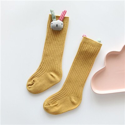 Baby Meisjes Lange Sok Peuter Knie Hoge Sokken Voor Meisje Candy Kleur Been Warmer Katoen Warm Boot Sok Mode Prinses jurk Sokken: Yellow / 24M