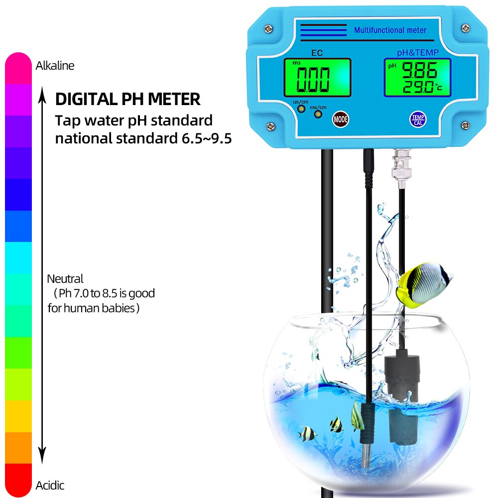 3 in 1 digital ph ec temperaturmåler tester ph -2981 høj nøjagtighed overvågningsudstyr værktøj akvarium vandmåler 40% slukket
