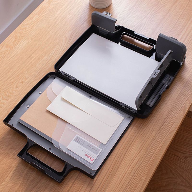 Portable A4 fichiers Document presse-papiers mallette de rangement organisateur avec calculatrice maison