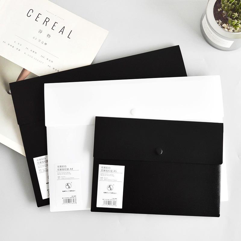 A3/A5/B5 Portable File Folder Big Capacity Document Bag Simple Business Briefcase Plastic Storage Organizer Snap Bag