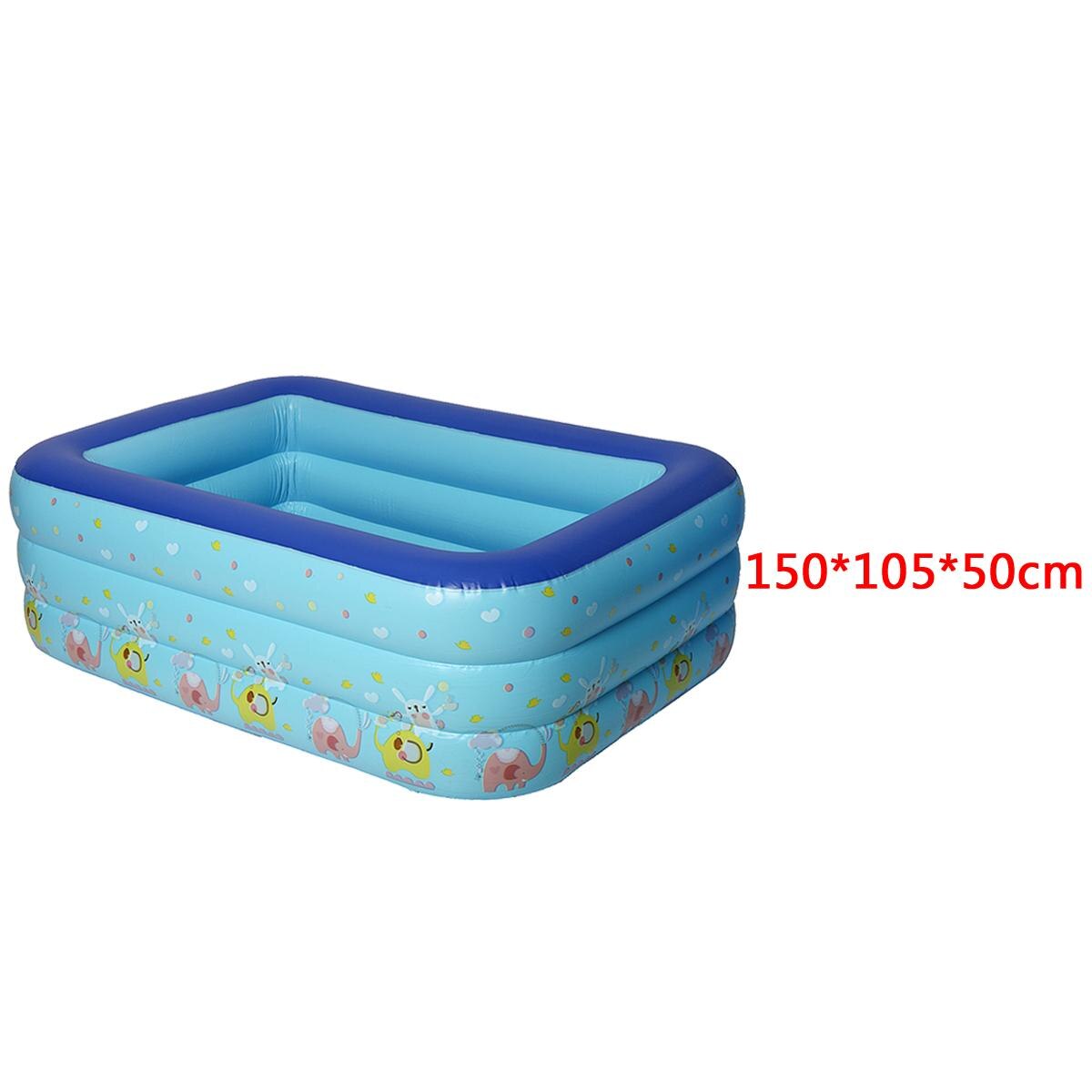 120/130/150cm Children Bathing Tub Baby Home Use Paddling Pool Inflatable Square Swimming Pool Kids Inflatable Pool ball pit: 1.5M Blue