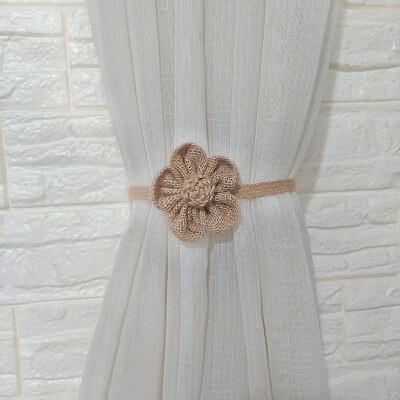 2 Pack Magnetische Gordijn Touw Terugloopsper Zonnebloem Decoratieve Gebreide Koord Gordijnen Tieback Accessoires: coffee