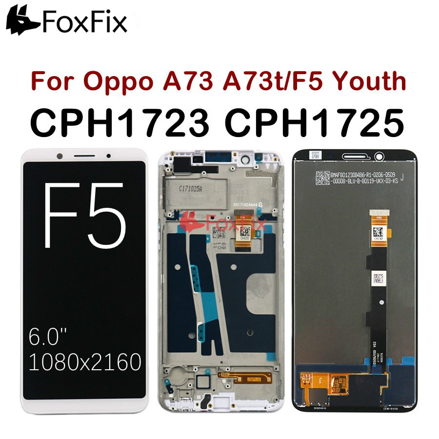 Voor 6.0 "Oppo F5 Lcd Touch Screen Digitizer Vergadering A73 A73t Voor Oppo F5 Lcd Met Frame CPH1723 CPH1725 Vervanging