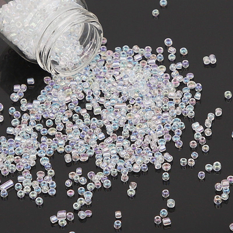 1600 stk små gjennomsiktige perler 2mm glassfrøperler for håndarbeid med beholderoppbevaringsboks for å lage armbåndssmykker