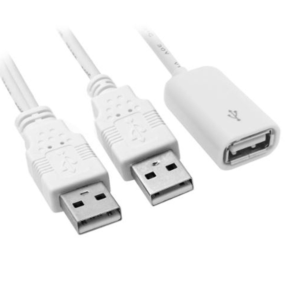 Supply Black White 0.6M USB 2.0 mobile hard disk cable cable dual USB-A male to Micro Mini USB A B C male with power supply: dual USB To USB A