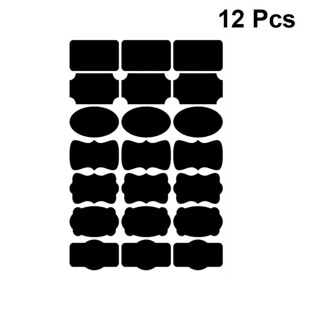 12Pcs Krijtbord Etiketten Onregelmatige Schoolbord Stickers Schrijven-Op Sticker Voor Jar Fles Bus (Zwart)