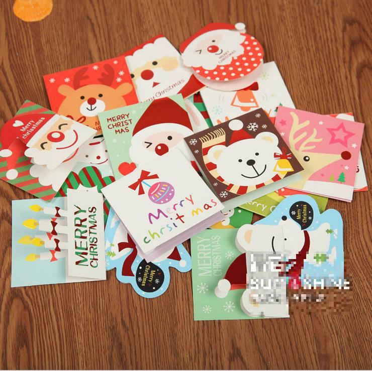 10 stk/pakke tegneserie glædelig jul postkort lykønskningskort fødselsdagskort kortsæt julekort med konvolutter
