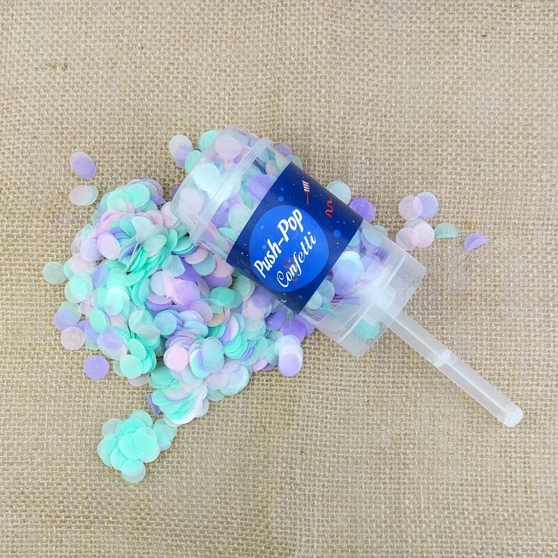 10pcs/set Push Pop Confetti Poppers for Wedding Happy Birthday Boy Blue Pink Paper Mermaid Confetti Party Decoration: T02