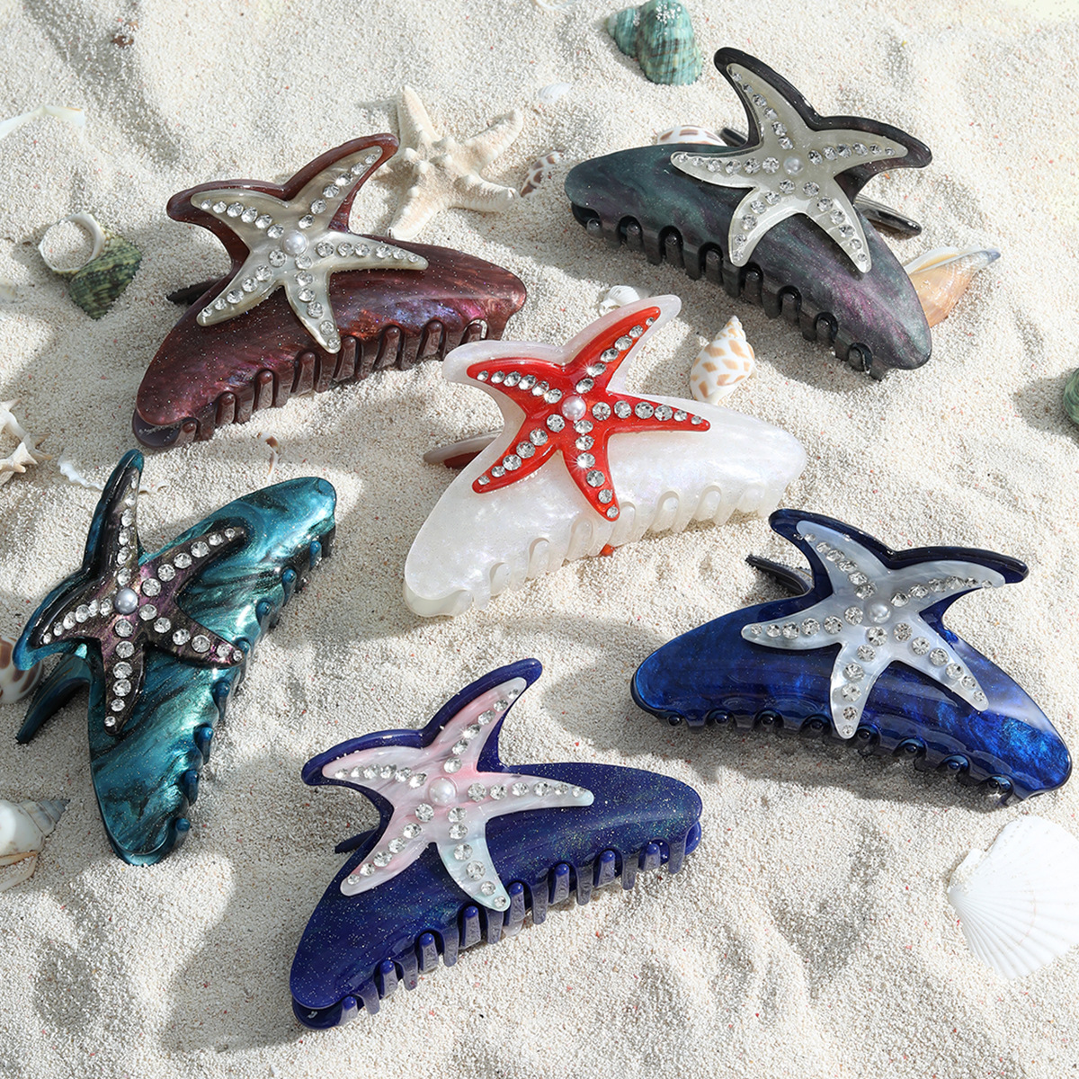 Strand-Seestern-Serie-Kollektion, Haarklammer, bunter Fisch, Algen, Seestern, Krabben-Haarspange, Hai-Clip für Damen, Haar-Accessoire
