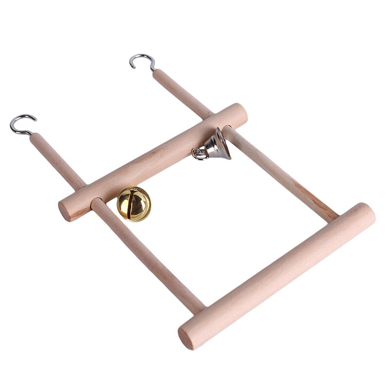 Wooden Stand Ladders Climber Bird Playground Toy Double Grid Pet Bird Parrot Toys Swing Bird Cage Hanging Chew Toys for Birds