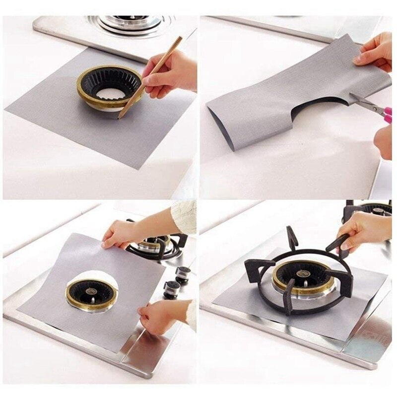 Uds de placa de cocina de Gas de protectores Protector de quemador de estufa cubierta del trazador de líneas de limpieza olla cubre reutilizable de la estufa de Gas de