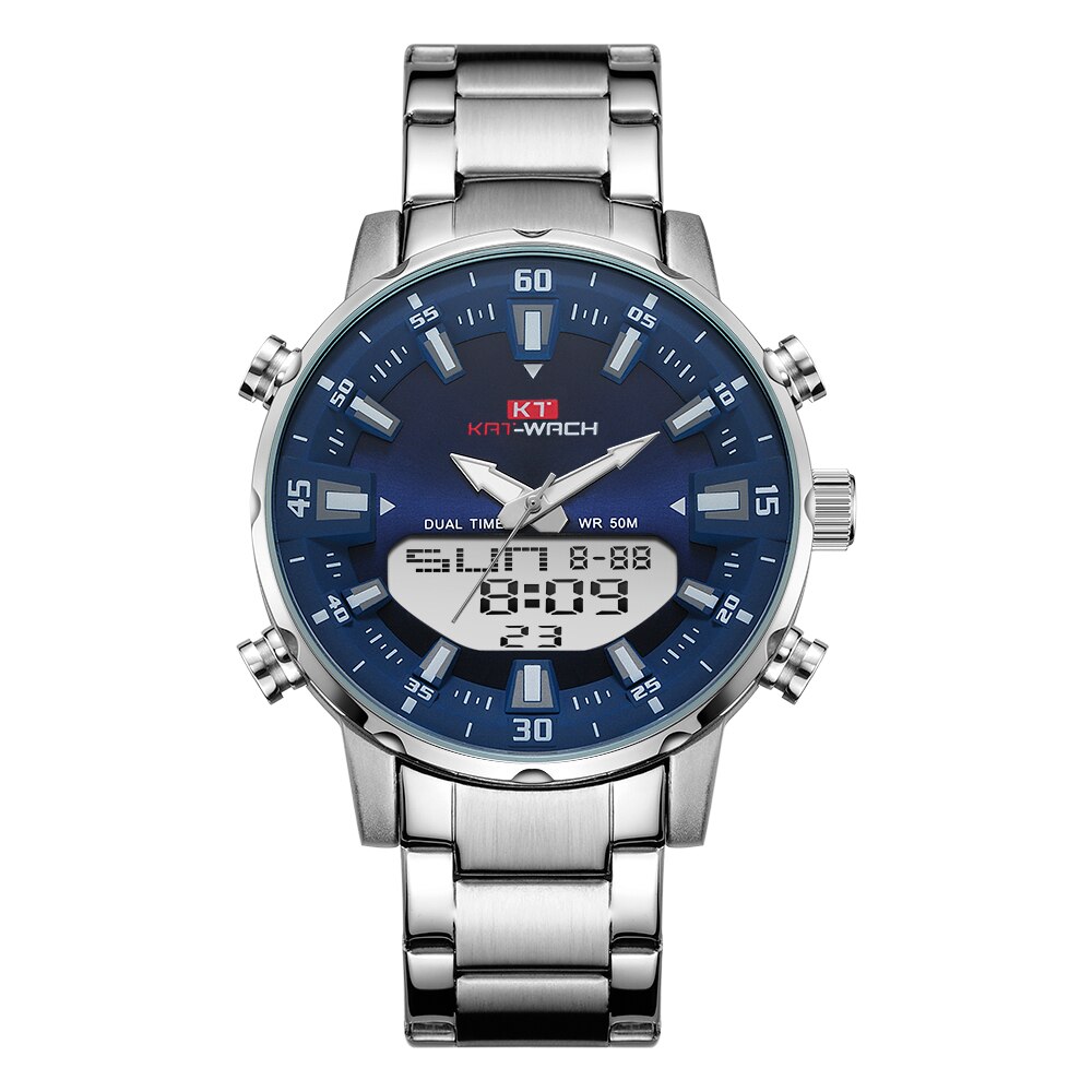 Heren Horloge Mode Mannen Quartz Horloge Chronograaf Sport Mannen Horloges Top Brand Luxe Volledige Steel Waterdichte Klok Mannelijke pols: Blauw