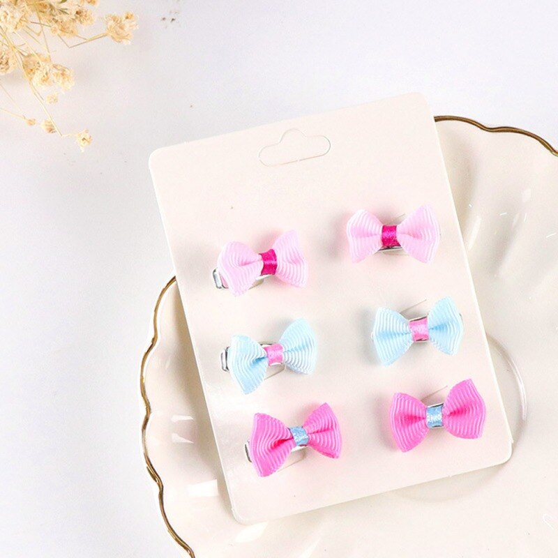 6 Pcs/Pack newborn Baby Girls Scarce hair Lovely BB Clips Bowknot Hairpin Kid Hair Accessories Children mini Hair clip: A