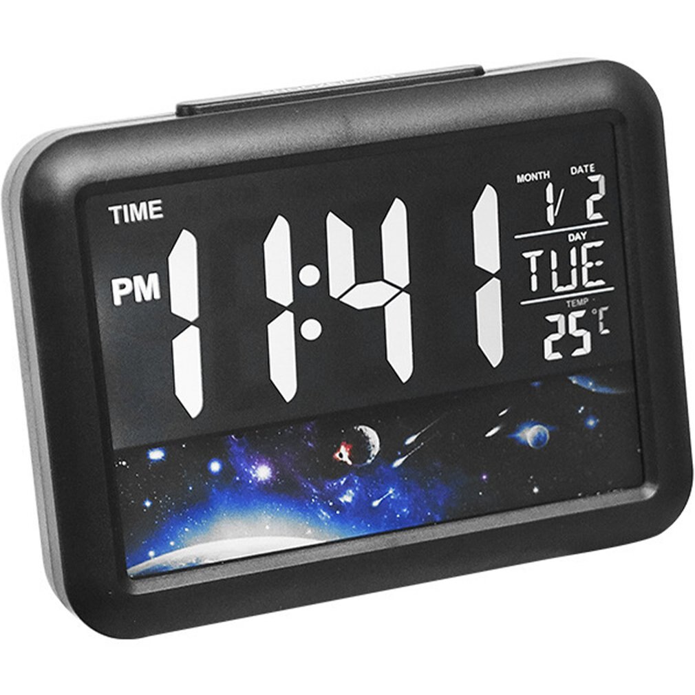 Universe print shell Color Screen Children's Electronic Clock Alarm Clock LCD Electronic Clock For Children