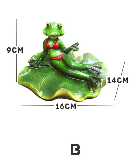 Resin Floating Bamboo raft Frog Statue duck Sculpture Outdoor Garden Pond Decorative Home Fish Tank Garden Decor Desk Ornament: N